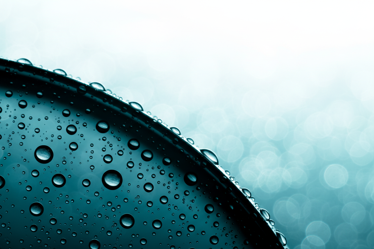 Water droplets bright light top